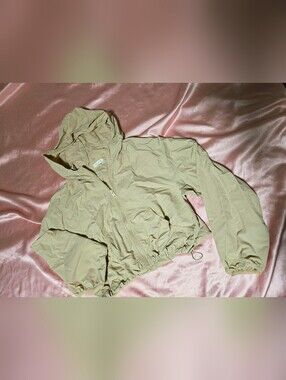 Women's Hooded Utility Jacket in Beige - Casual Lightweight Anorak